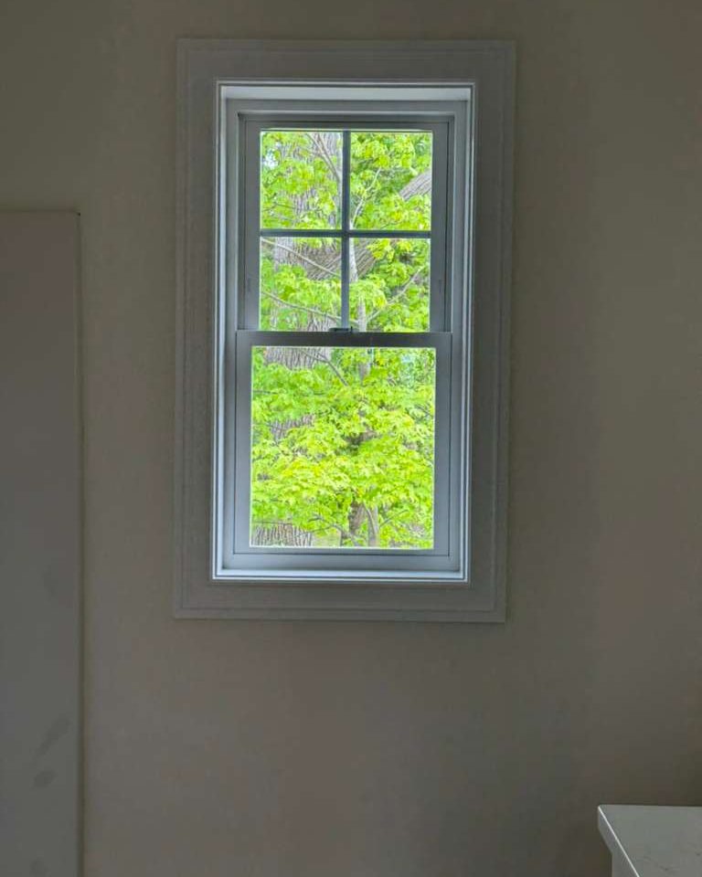Window cleaned with frame and track detailed